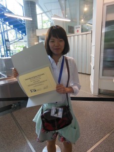 Yumiko with her English certificate