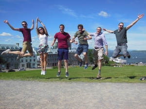 Jumping in Quebec City - we'll ignore the other 10 images that it took to get everyone jumping at the same time!